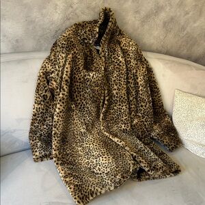 Leopard Print Faux Fur Coat